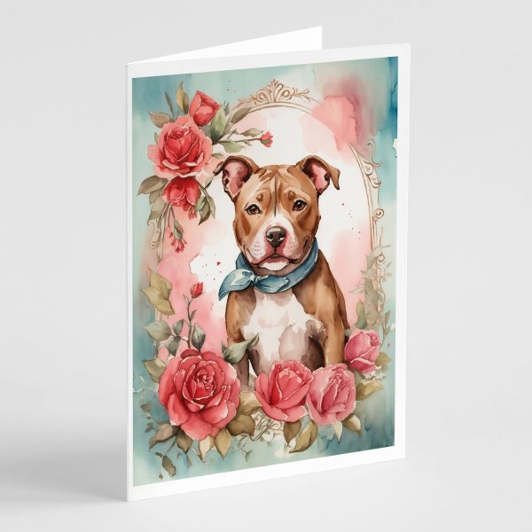 Pit Bull Terrier Valentine Roses Greeting Cards Pack of 8 Discount
