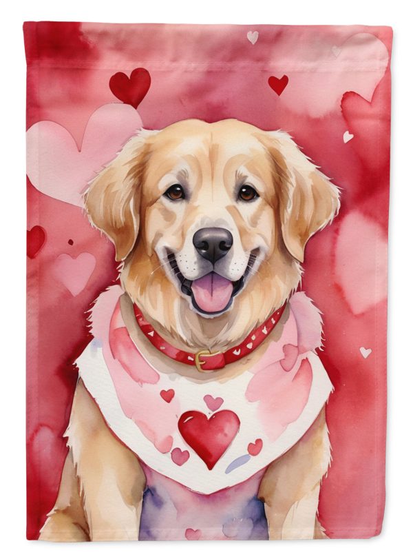 Golden Retriever Valentine’s Day Garden Flag – Dog-Themed Heart Yard Decor For Cheap