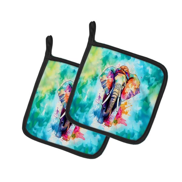 Hippie Animal Elephant Pair of Pot Holders For Discount