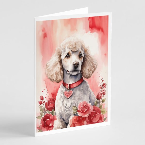 Poodle Valentine Roses Greeting Cards Pack of 8 Supply