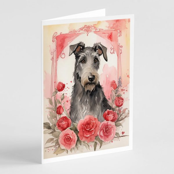 Scottish Deerhound Valentine Roses Greeting Cards Pack of 8 on Sale