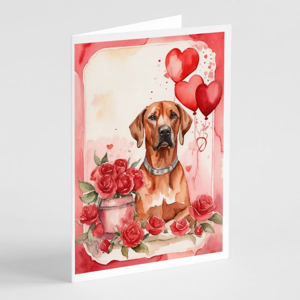 Rhodesian Ridgeback Valentine Roses Greeting Cards Pack of 8 For Discount
