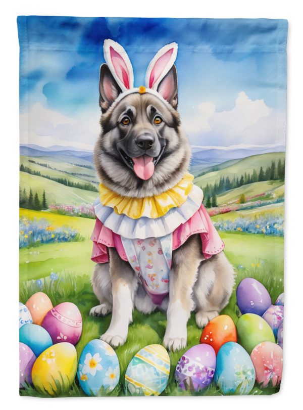 Norwegian Elkhound Easter Garden Flag - Easter Egg Hunt - Dog-Themed Spring Yard Decor Hot on Sale