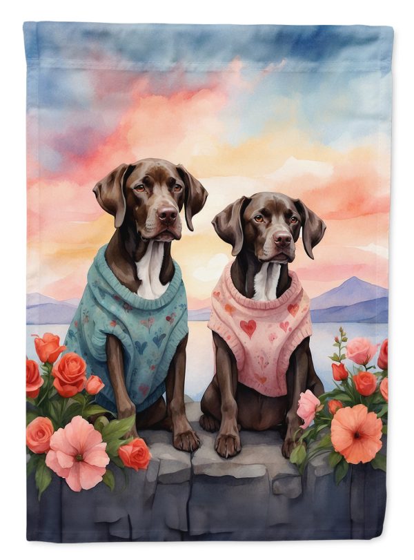 German Shorthaired Pointer Two Hearts House Flag For Cheap