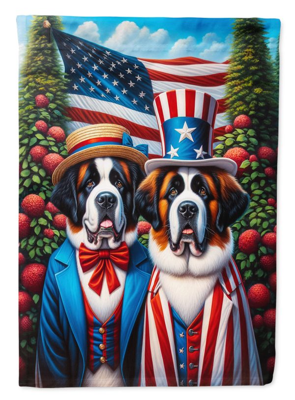 All American Saint Bernard Garden Flag –  Dogs with American Flag Background by Caroline’s Treasures on Sale
