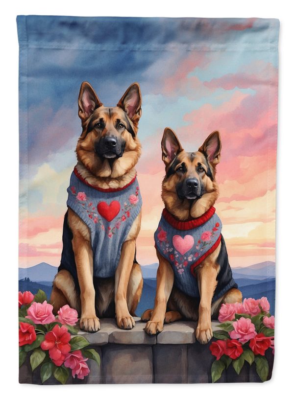 German Shepherd Two Hearts House Flag For Discount