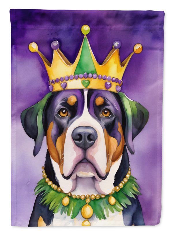 Greater Swiss Mountain Dog King of Mardi Gras House Flag Online now