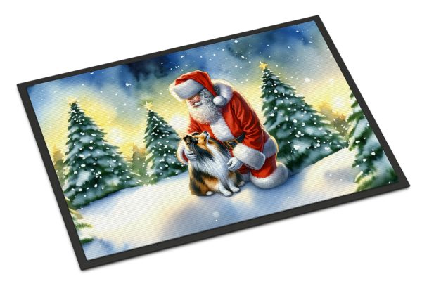 Sheltie and Santa Claus Doormat Cheap