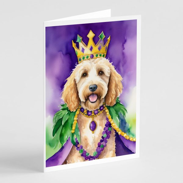 Goldendoodle King of Mardi Gras Greeting Cards Pack of 8 For Cheap