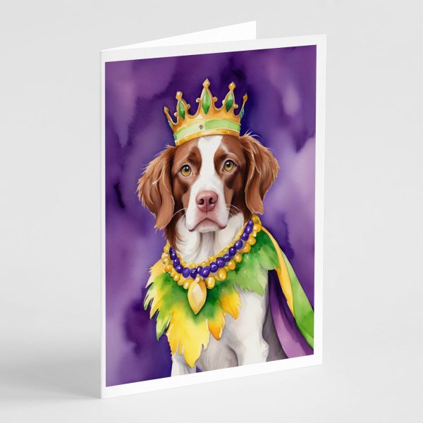 Brittany Spaniel King of Mardi Gras Greeting Cards Pack of 8 Online Sale
