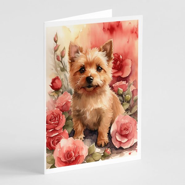 Norwich Terrier Valentine Roses Greeting Cards Pack of 8 Online now