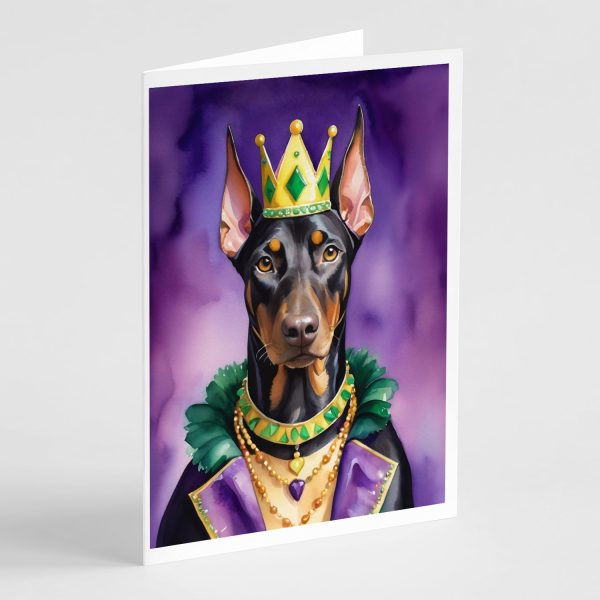 Doberman Pinscher King of Mardi Gras Greeting Cards Pack of 8 Supply