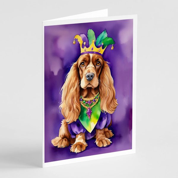 English Cocker Spaniel King of Mardi Gras Greeting Cards Pack of 8 Cheap