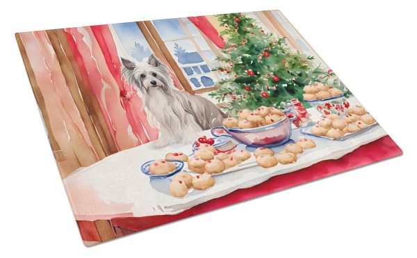 Chinese Crested Christmas Cookies Glass Cutting Board Online now