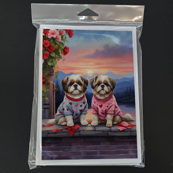 Shih Tzu Two Hearts Greeting Cards Pack of 8 Discount - Image 3