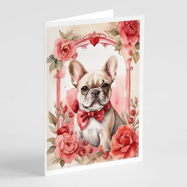 French Bulldog Valentine Roses Greeting Cards Pack of 8 Online