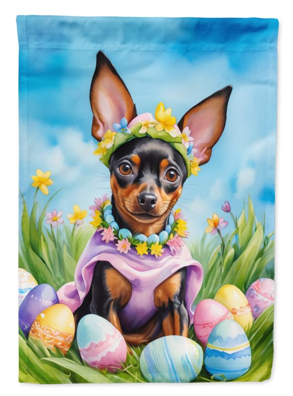 Miniature Pinscher Easter Egg Hunt House Flag Online now