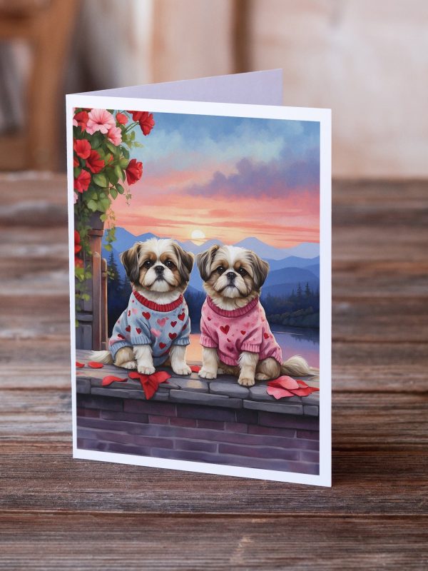 Shih Tzu Two Hearts Greeting Cards Pack of 8 Discount - Image 2