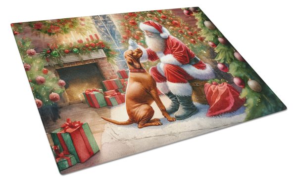 Vizsla and Santa Claus Glass Cutting Board For Cheap