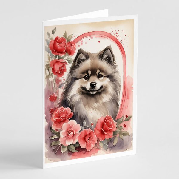 Keeshond Valentine Roses Greeting Cards Pack of 8 on Sale