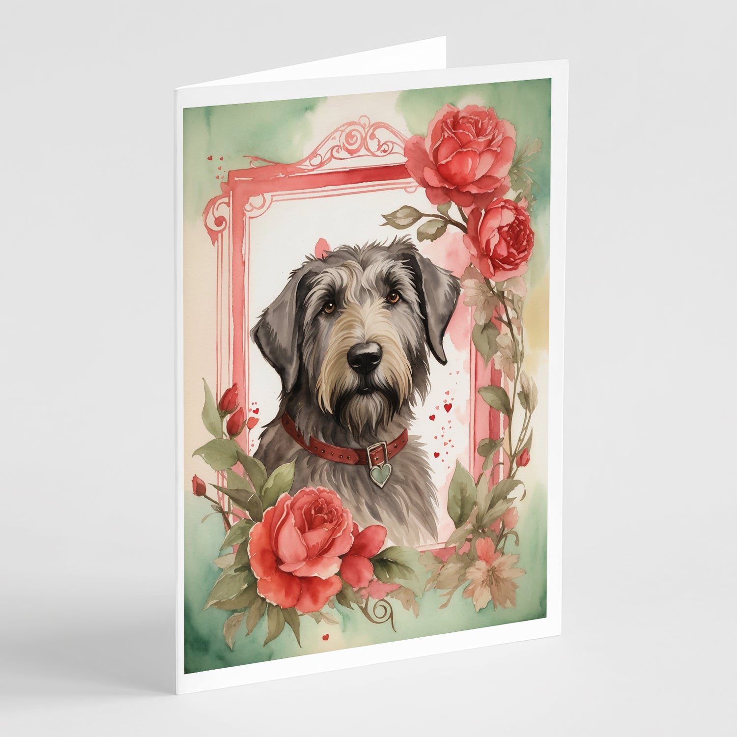 Irish Wolfhound Valentine Roses Greeting Cards Pack of 8 Online Sale