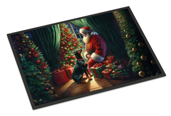 Doberman Pinscher and Santa Claus Doormat Sale