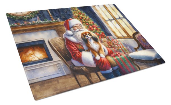 Tibetan Spaniel and Santa Claus Glass Cutting Board Discount
