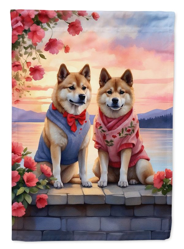 Akita Two Hearts House Flag For Sale
