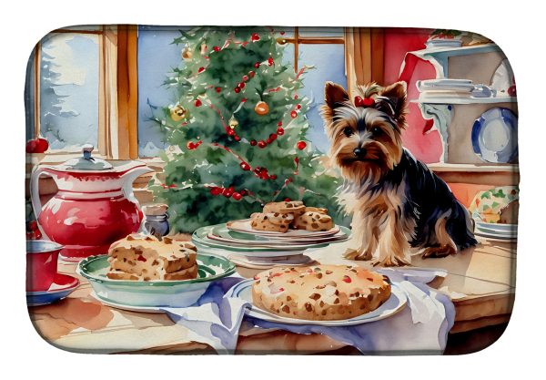 Yorkshire Terrier Yorkie Christmas Cookies Dish Drying Mat Online now