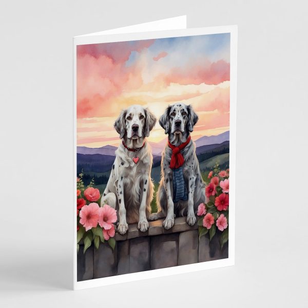 English Setter Two Hearts Greeting Cards Pack of 8 For Cheap