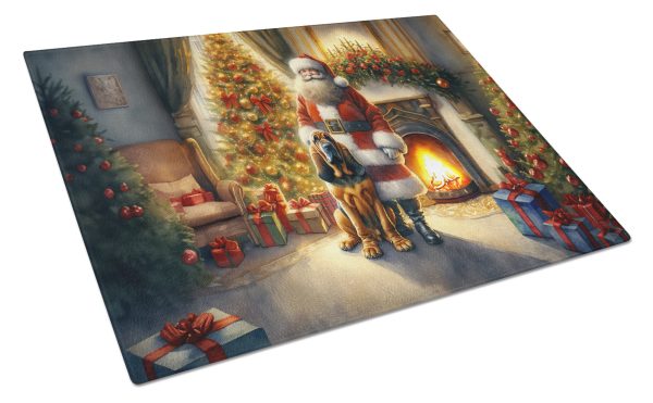Bloodhound and Santa Claus Glass Cutting Board Online Hot Sale