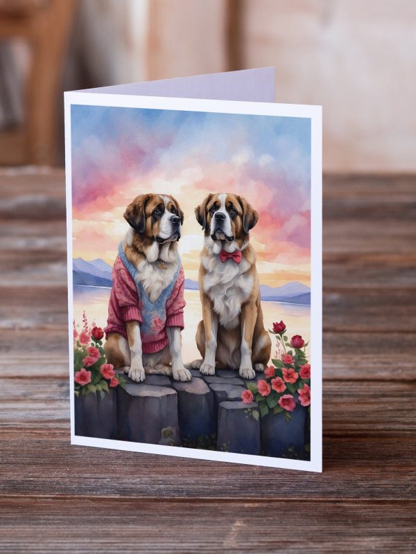Saint Bernard Two Hearts Greeting Cards Pack of 8 Hot on Sale - Image 2