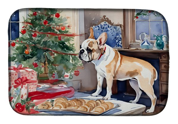 French Bulldog Christmas Cookies Dish Drying Mat Online now