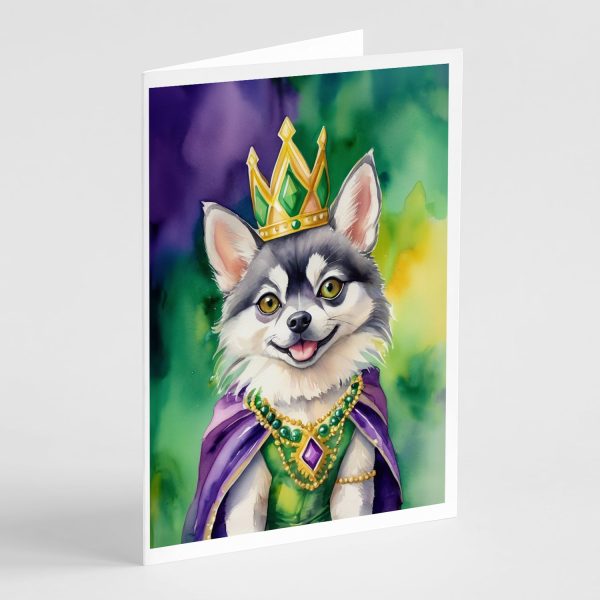 Alaskan Klee Kai King of Mardi Gras Greeting Cards Pack of 8 Discount