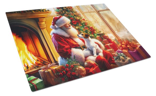 Jack Russell Terrier and Santa Claus Glass Cutting Board Online Sale