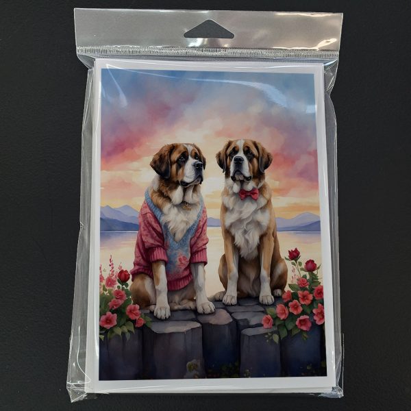 Saint Bernard Two Hearts Greeting Cards Pack of 8 Hot on Sale - Image 3