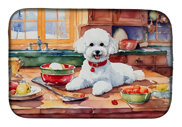 Bichon Frise Christmas Cookies Dish Drying Mat Fashion