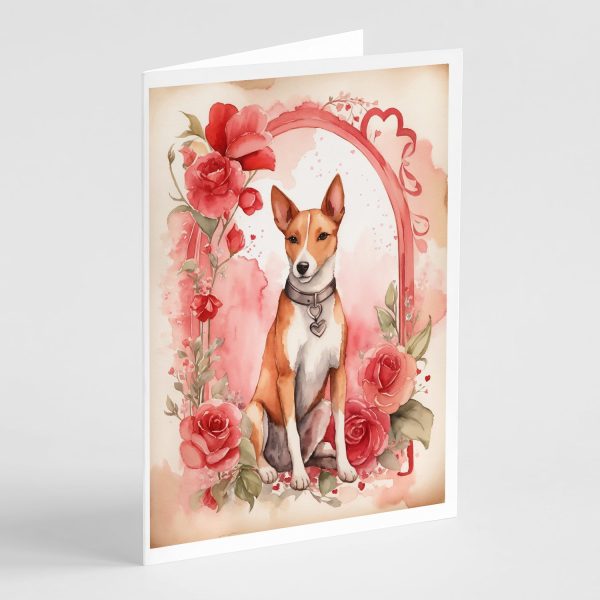 Basenji Valentine Roses Greeting Cards Pack of 8 Fashion