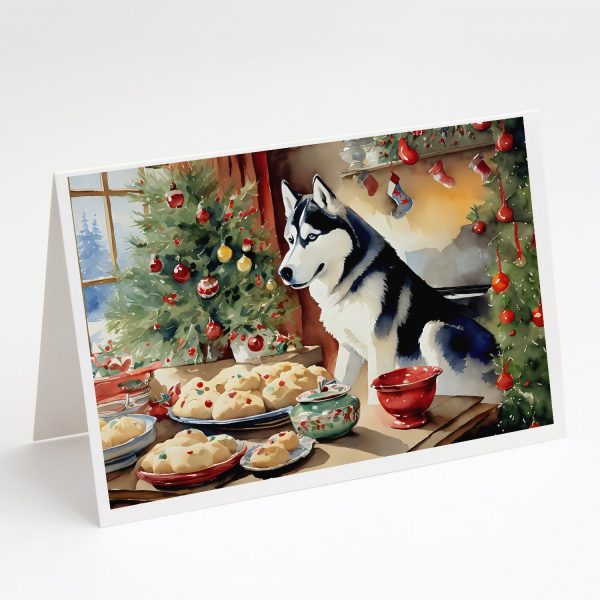 Siberian Husky Christmas Cookies Greeting Cards Pack of 8 Hot on Sale