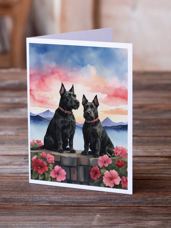 Scottish Terrier Two Hearts Greeting Cards Pack of 8 Cheap - Image 2