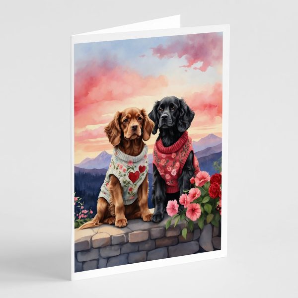 Cocker Spaniel Two Hearts Greeting Cards Pack of 8 For Cheap