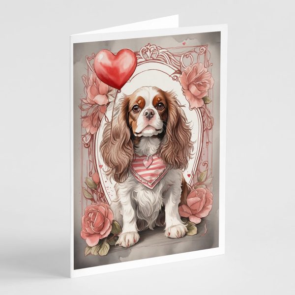 Cavalier Spaniel Valentine Roses Greeting Cards Pack of 8 Fashion