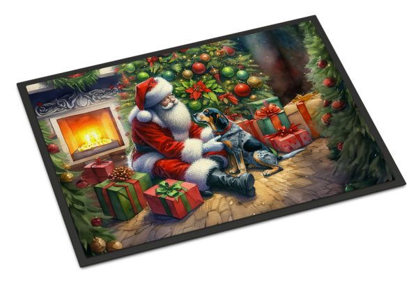 Bluetick Hound and Santa Claus Doormat Cheap