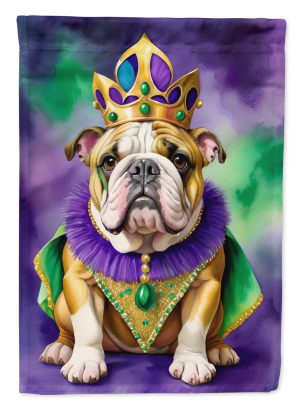 English Bulldog King of Mardi Gras House Flag on Sale