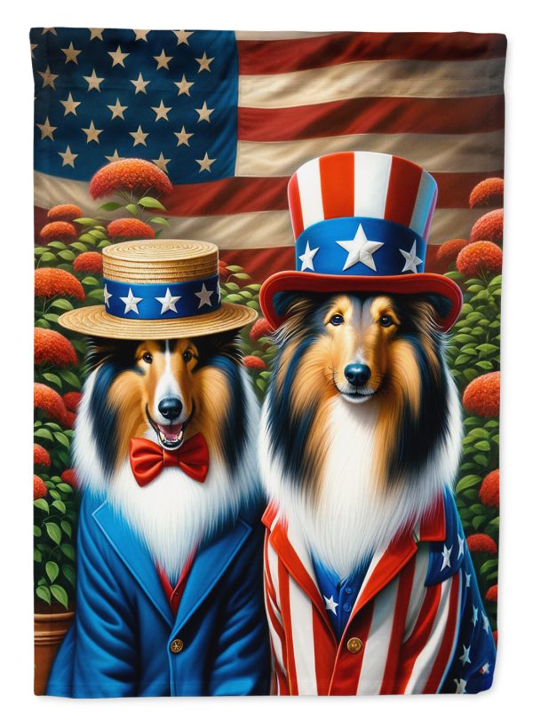 All American Collie Garden Flag –  Dogs with American Flag Background by Caroline’s Treasures For Cheap