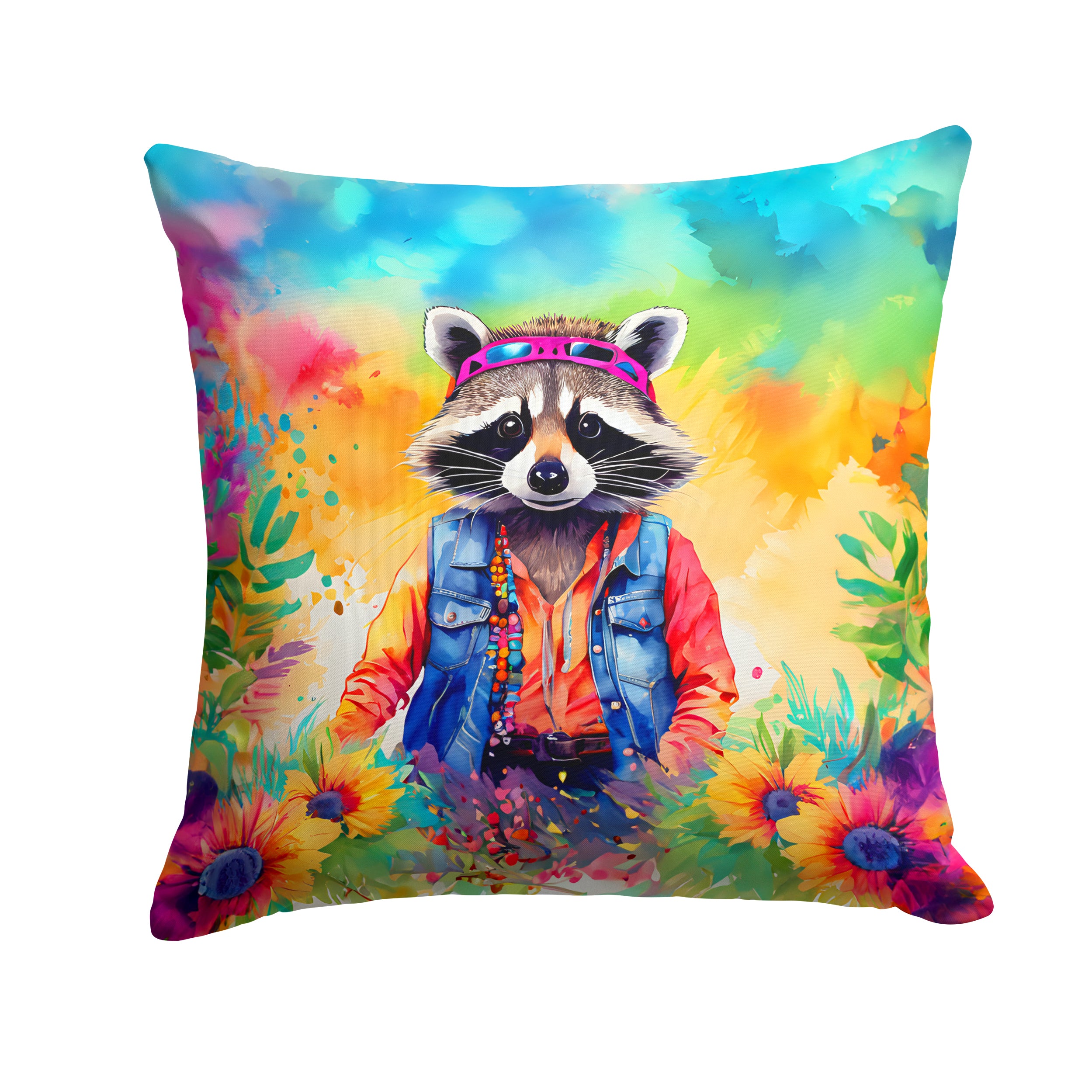 Hippie Animal Raccoon Throw Pillow For Discount