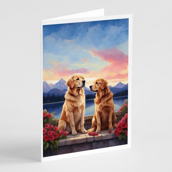 Golden Retriever Two Hearts Greeting Cards Pack of 8 For Cheap