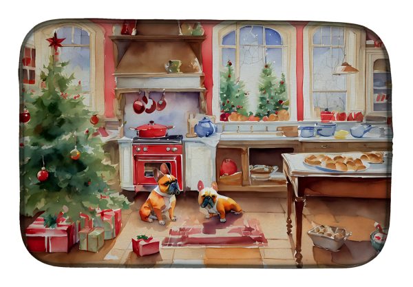 French Bulldog Christmas Cookies Dish Drying Mat Sale