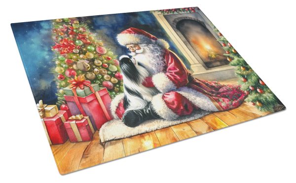 Japanese Chin and Santa Claus Glass Cutting Board Cheap