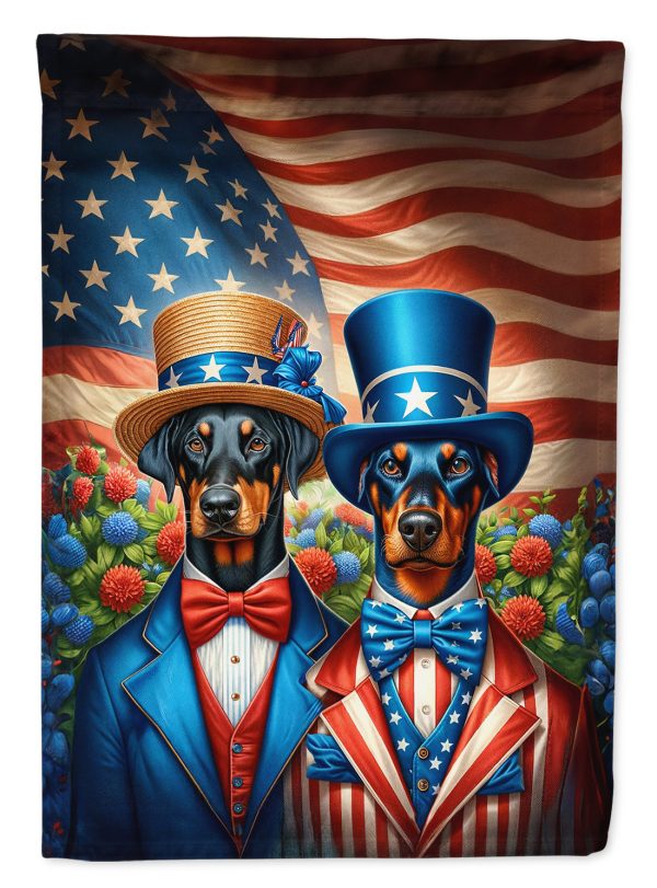 All American Doberman Pinscher Garden Flag –  Dogs with American Flag Background by Caroline’s Treasures Online